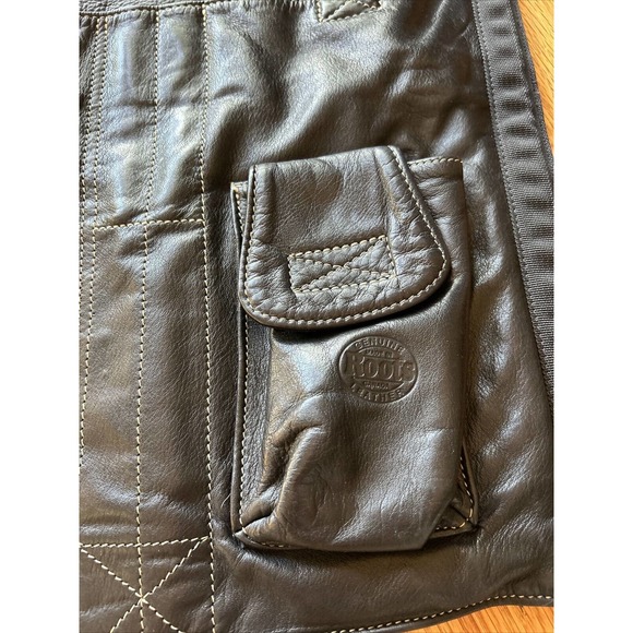 Roots Canada Black Leather Crossbody Bag Messenger gym Bag nylon trim/strap EUC - Picture 2 of 15